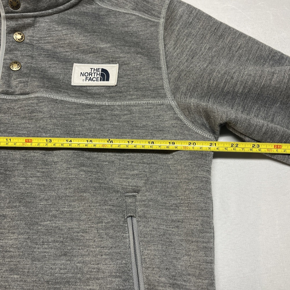 The North Face Wool Sherpa Gray Fleece Lined Quarter Snap Pullover Men's Medium - Picture 8 of 9